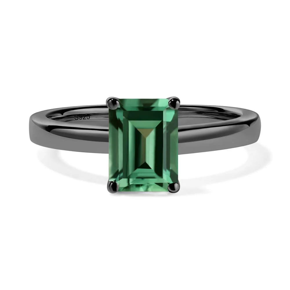 Emerald Cut Green Sapphire Solitaire Ring - Image 2
