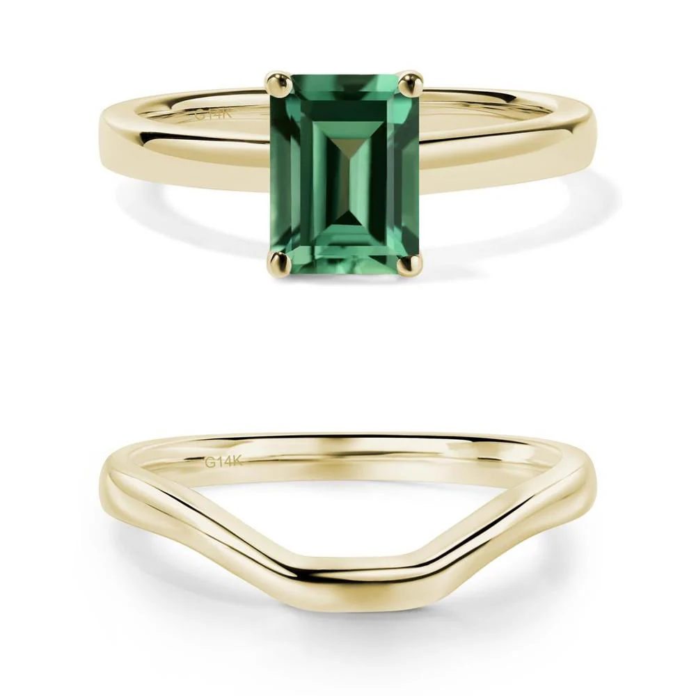 Emerald Cut Green Sapphire Solitaire Ring - Image 21