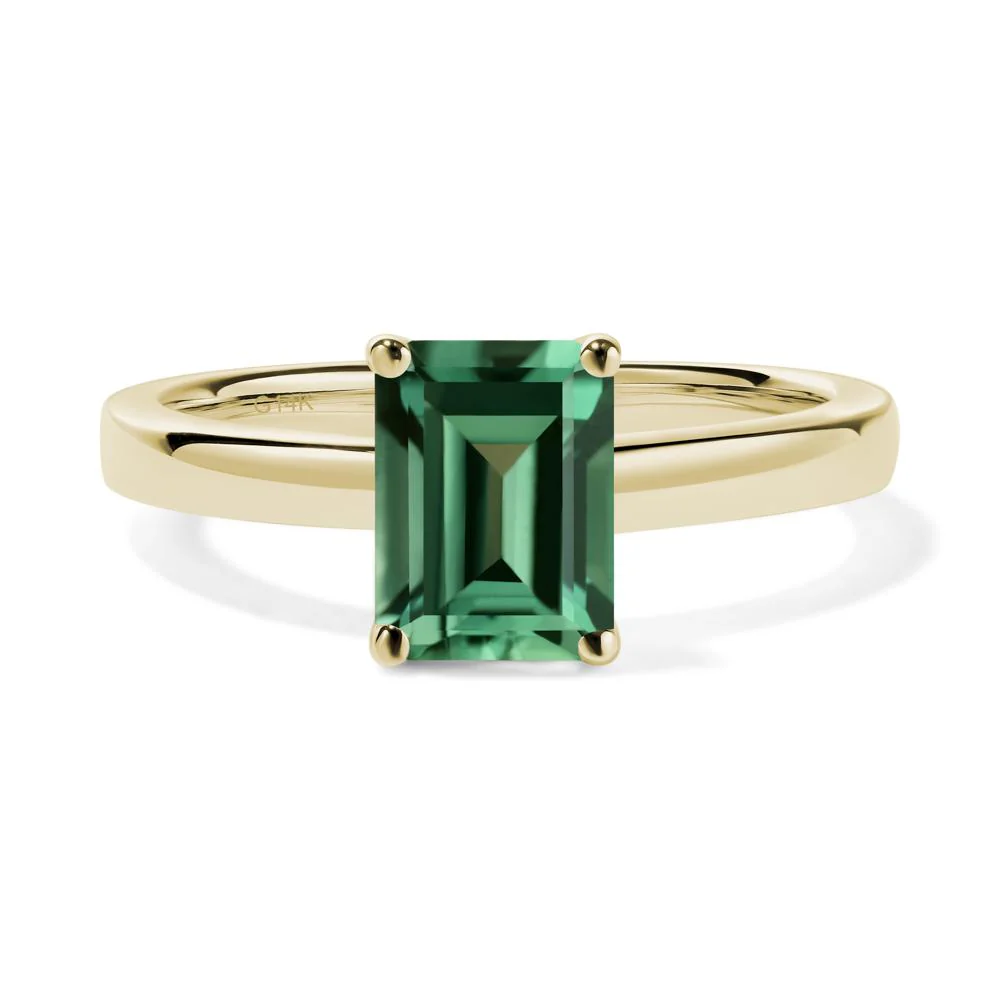 Emerald Cut Green Sapphire Solitaire Ring - Image 6