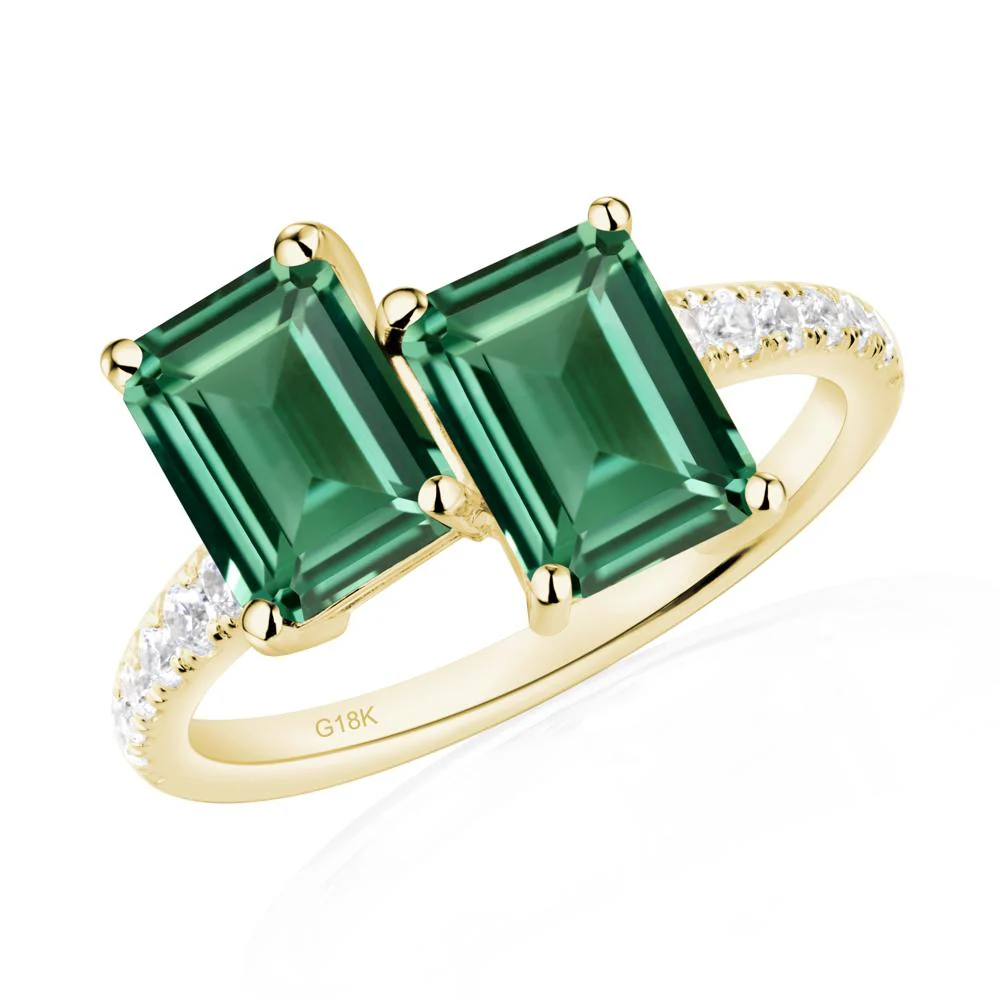 Emerald Cut Green Sapphire Toi Et Moi Ring - Image 8