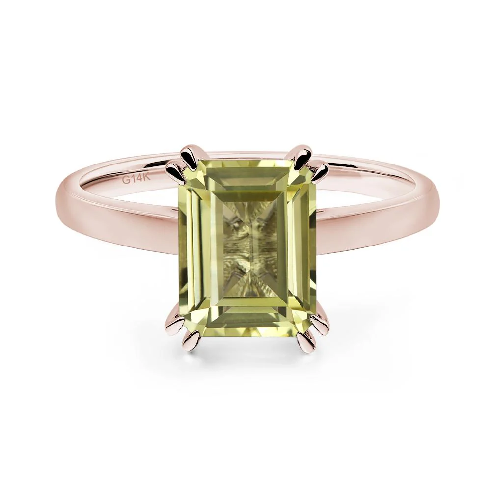 Lemon Quartz Double Claw Prong Engagement Ring