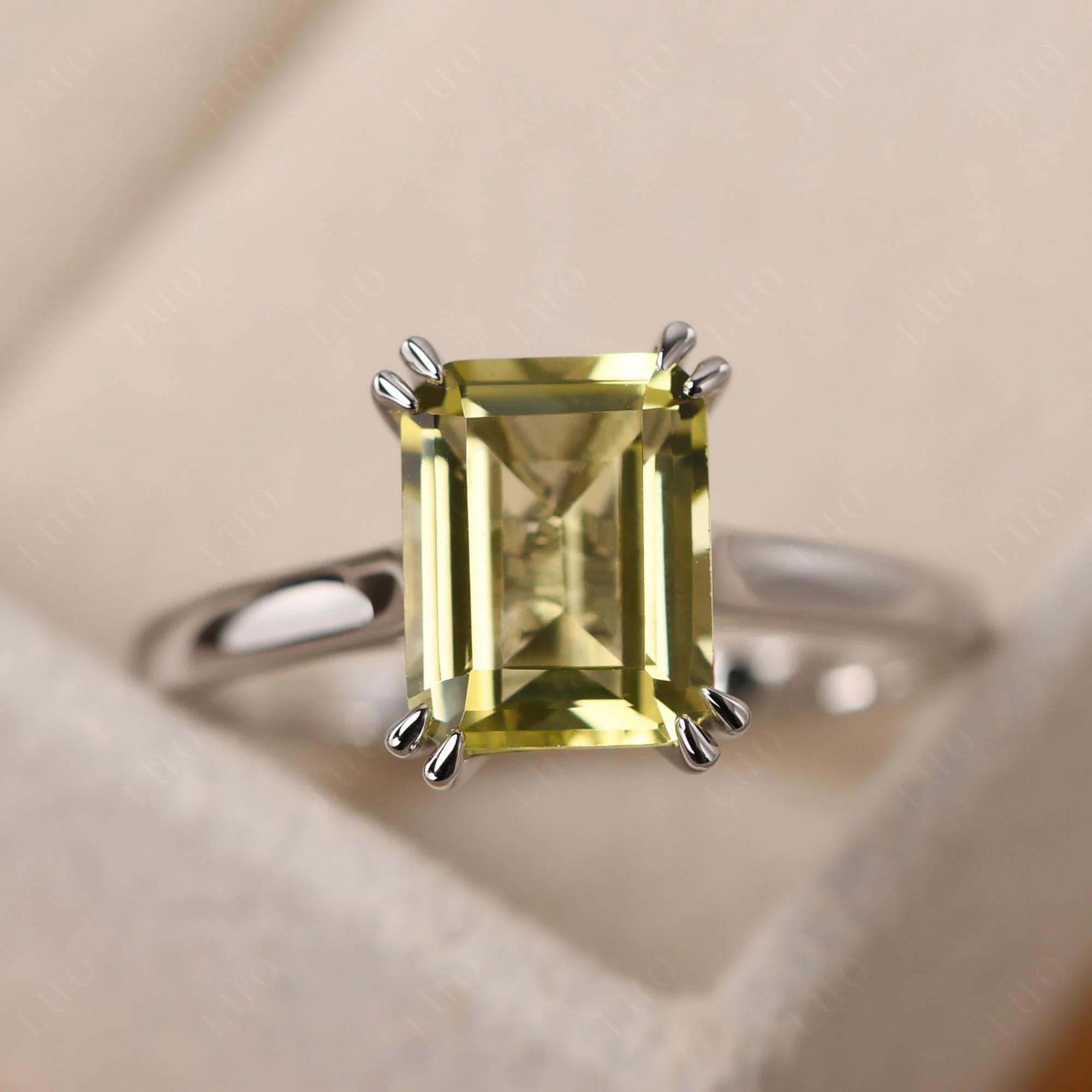 Lemon Quartz Double Claw Prong Engagement Ring - Image 10
