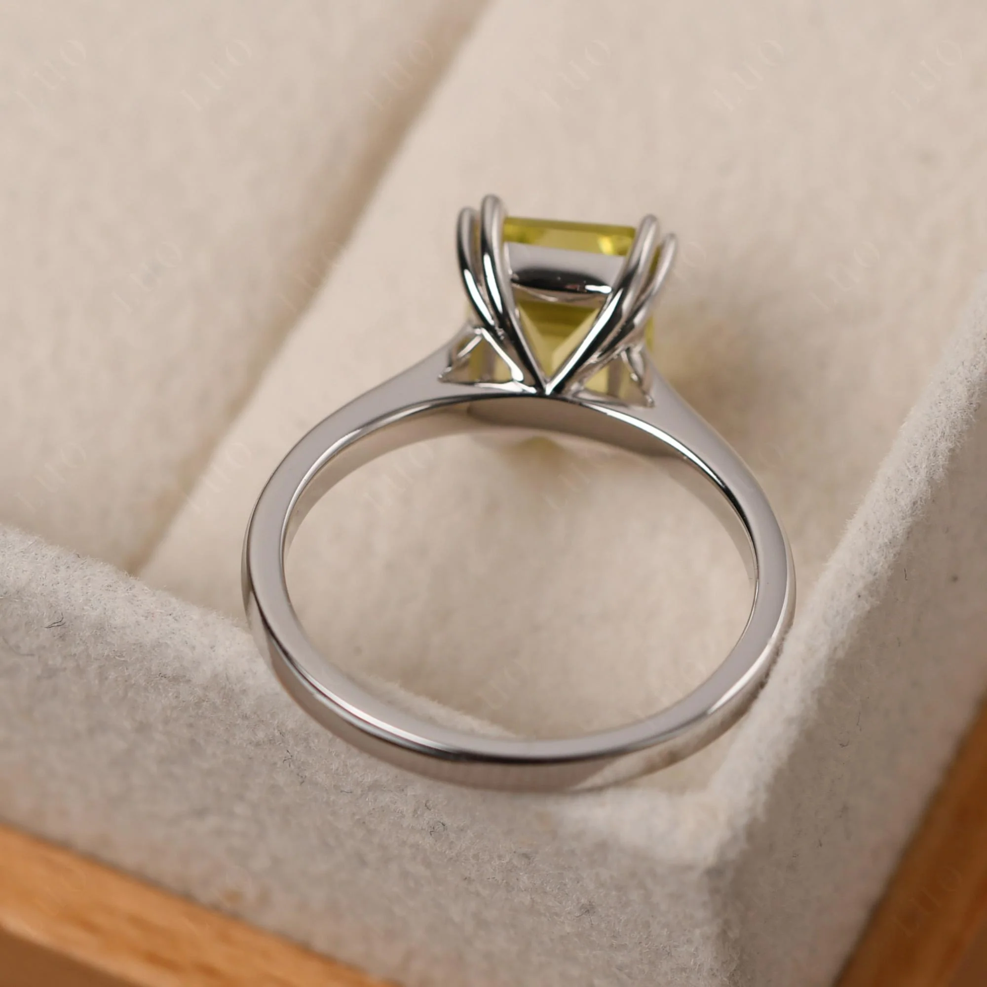 Lemon Quartz Double Claw Prong Engagement Ring - Image 12