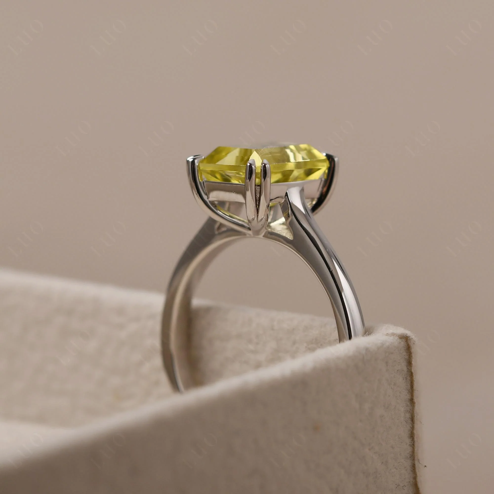 Lemon Quartz Double Claw Prong Engagement Ring - Image 13