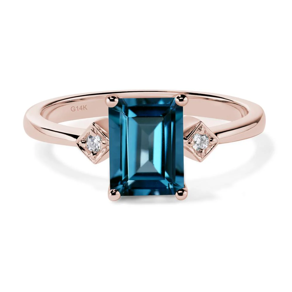 Emerald Cut London Blue Topaz Engagement Ring - Image 5