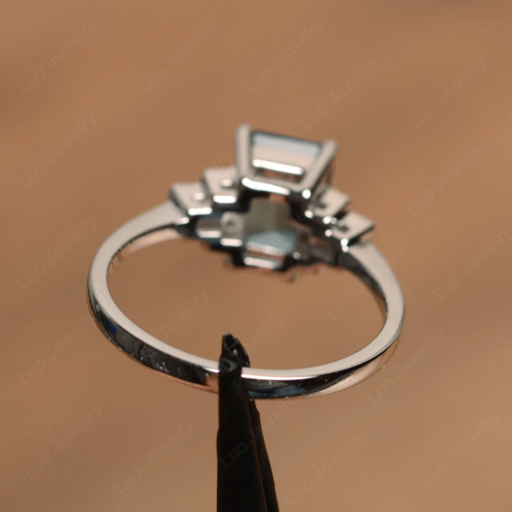London Blue Topaz Rectangle Engagement Ring - Image 3