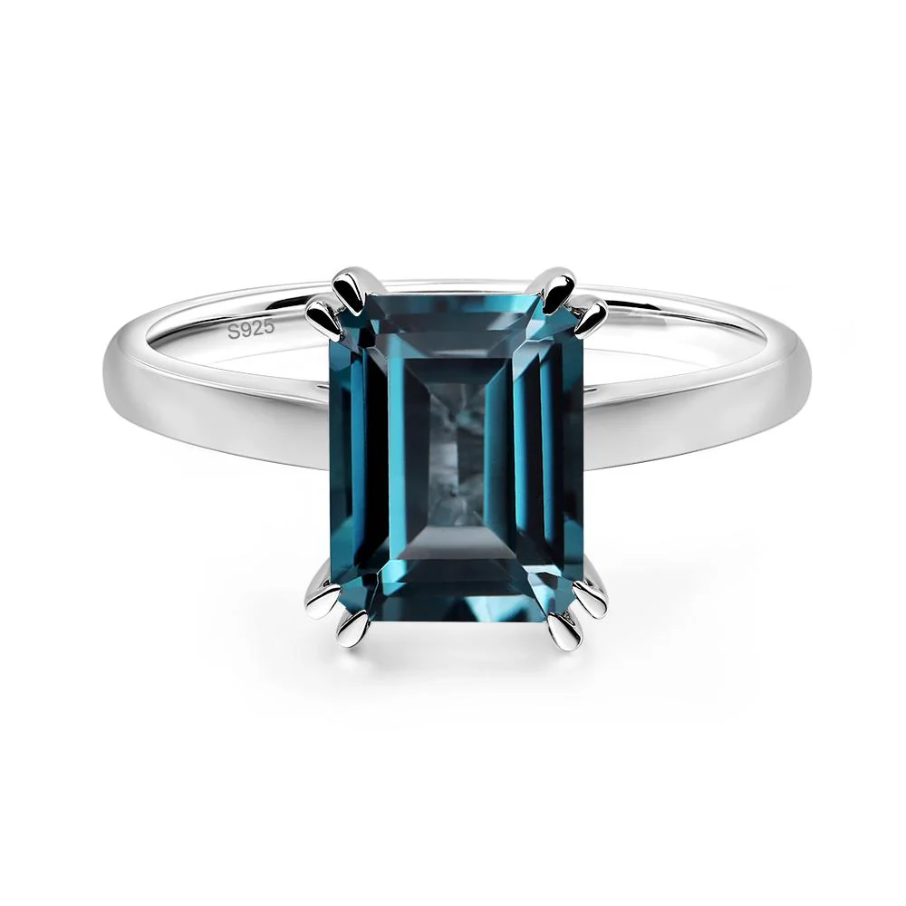 London Blue Topaz Double Claw Prong Engagement Ring - Image 2