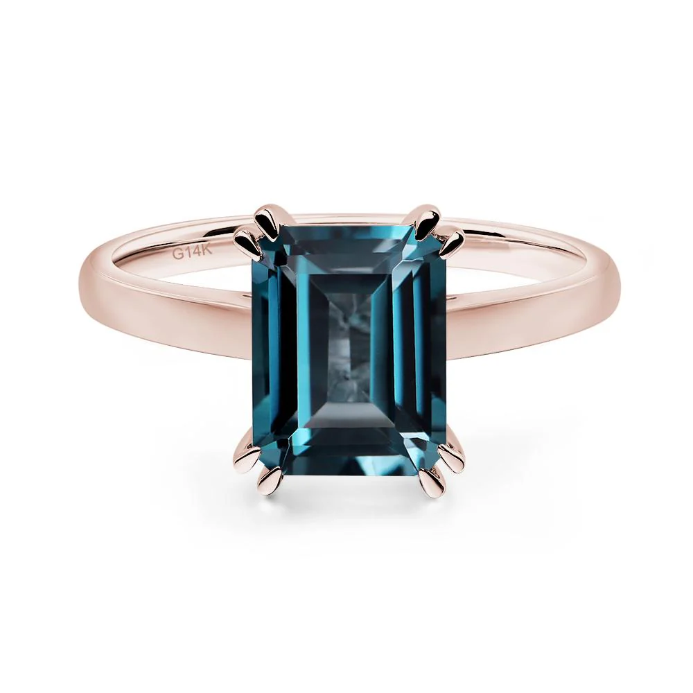 London Blue Topaz Double Claw Prong Engagement Ring - Image 5