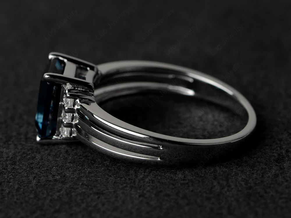 London Blue Topaz Three Split Shank Ring - Image 2