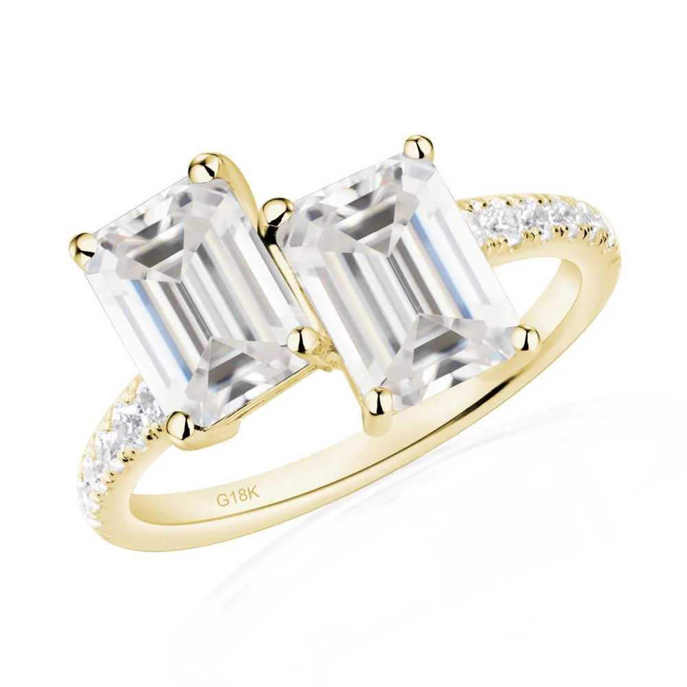 Emerald Cut Moissanite Toi Et Moi Ring - Image 8