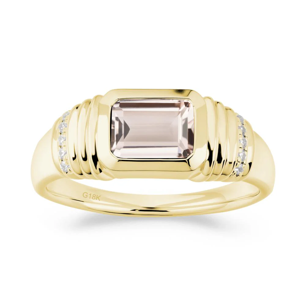 Emerald Cut Morganite Bezel Ring for Men - Image 8