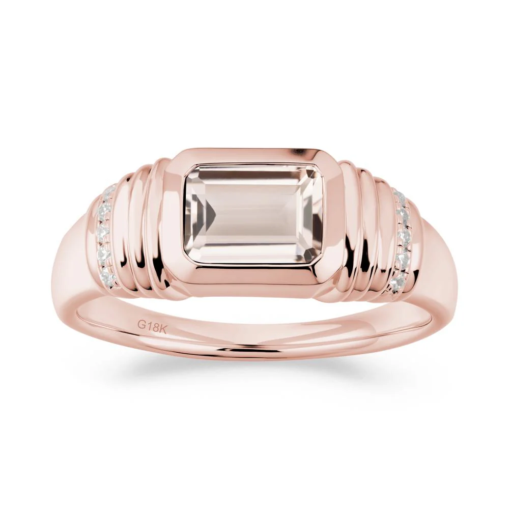 Emerald Cut Morganite Bezel Ring for Men - Image 9