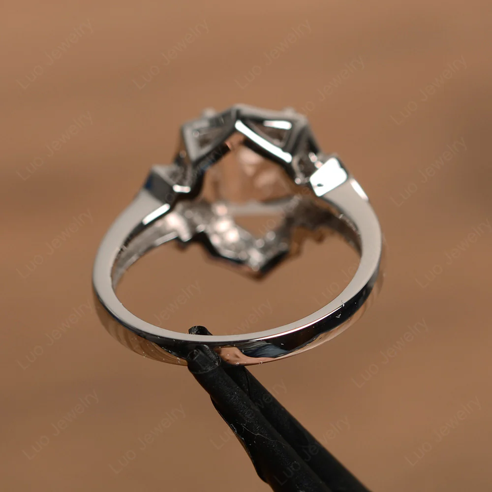 Emerald Cut Morganite Cocktail Ring - Image 3