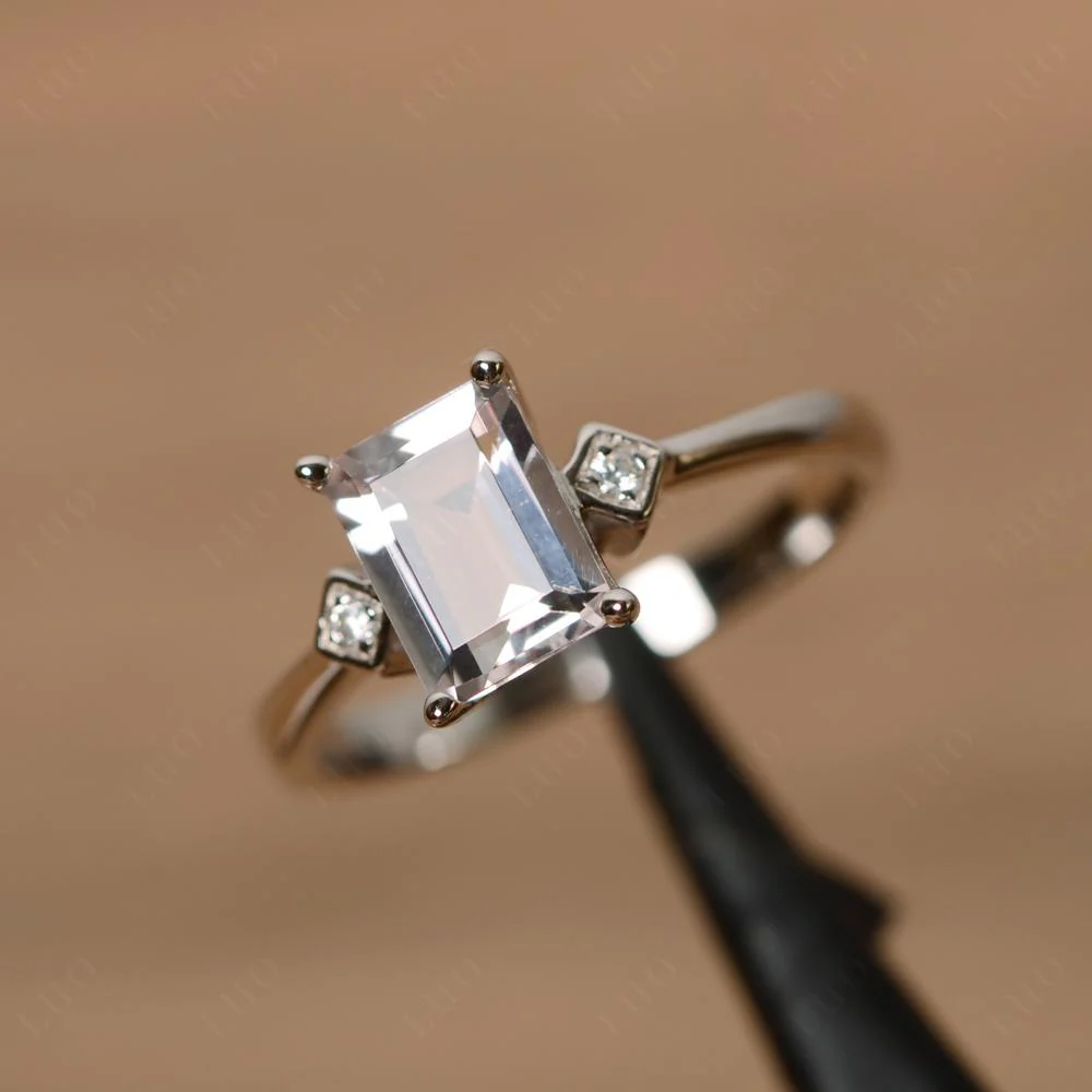 Emerald Cut Morganite Engagement Ring - Image 10