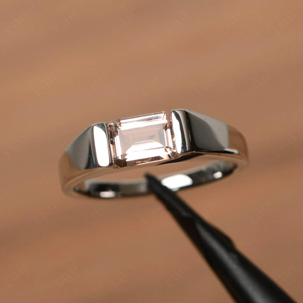 Morganite East West Emerald Cut Ring - Image 10