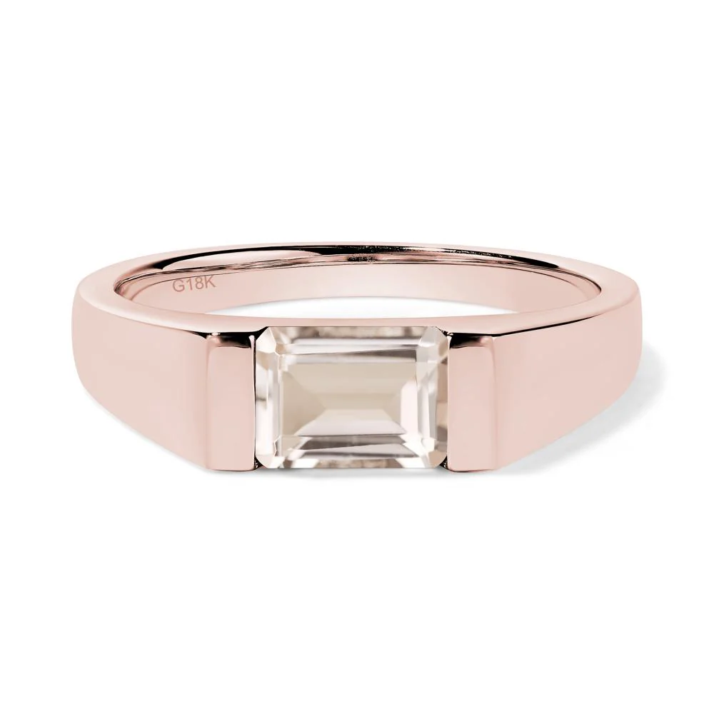 Morganite East West Emerald Cut Ring - Image 9