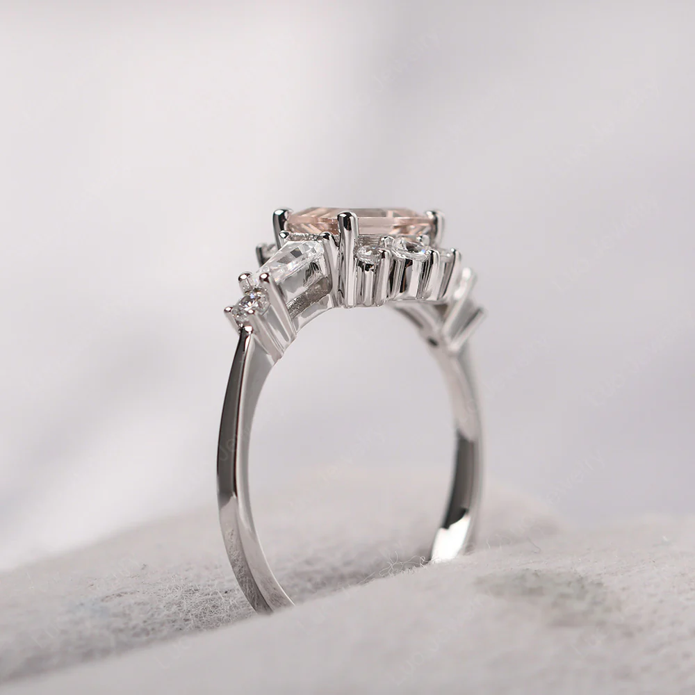 Art Deco Morganite Horizontal Ring - Image 5
