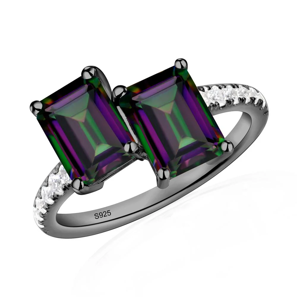 Emerald Cut Mystic Topaz Toi Et Moi Ring - Image 2