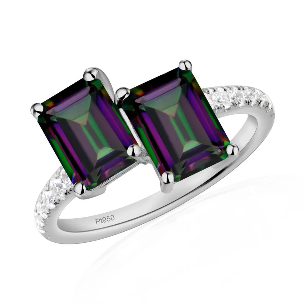 Emerald Cut Mystic Topaz Toi Et Moi Ring - Image 6
