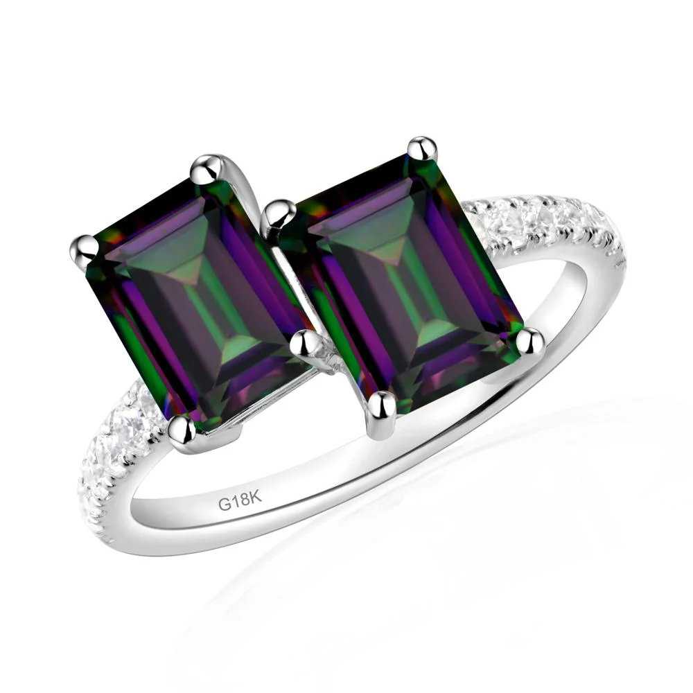 Emerald Cut Mystic Topaz Toi Et Moi Ring - Image 7
