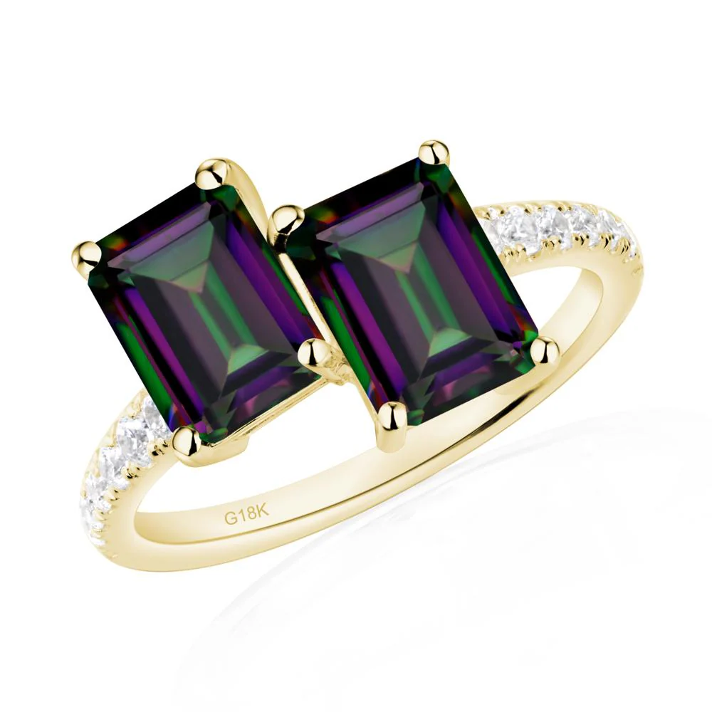 Emerald Cut Mystic Topaz Toi Et Moi Ring - Image 8