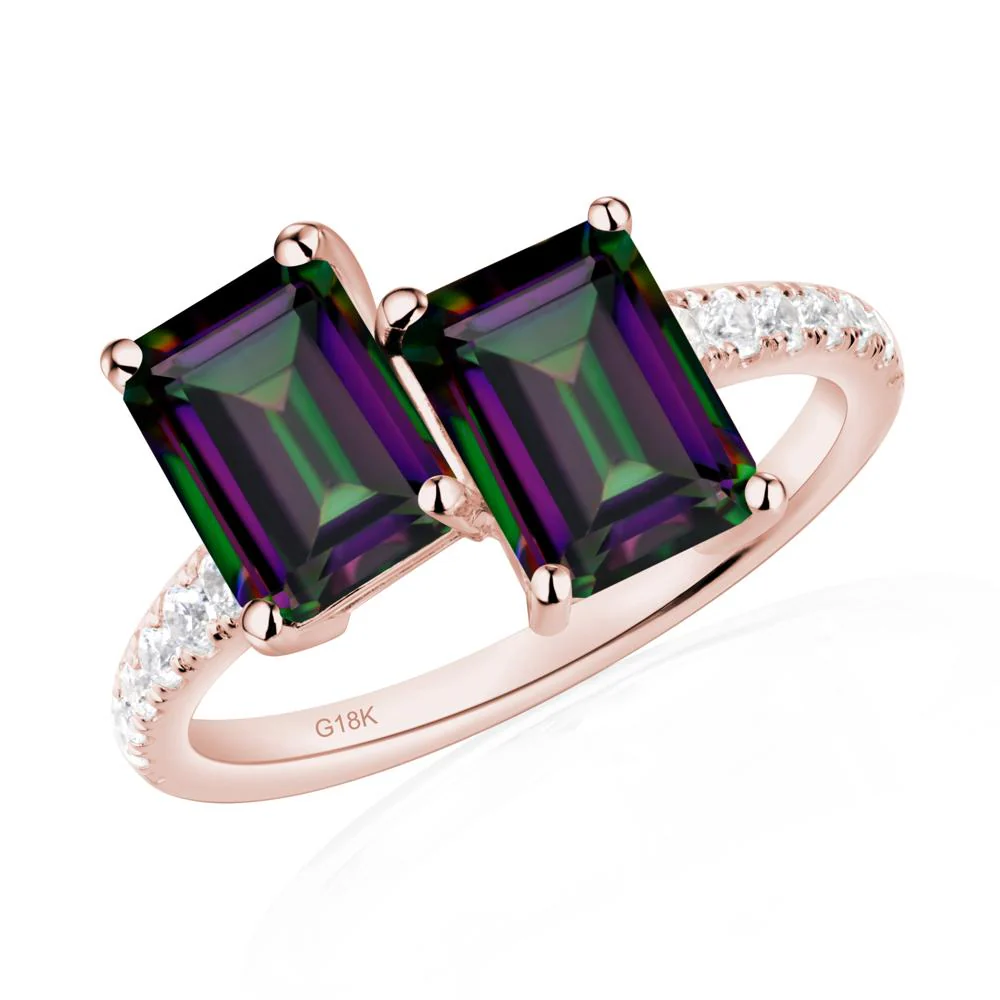 Emerald Cut Mystic Topaz Toi Et Moi Ring - Image 9