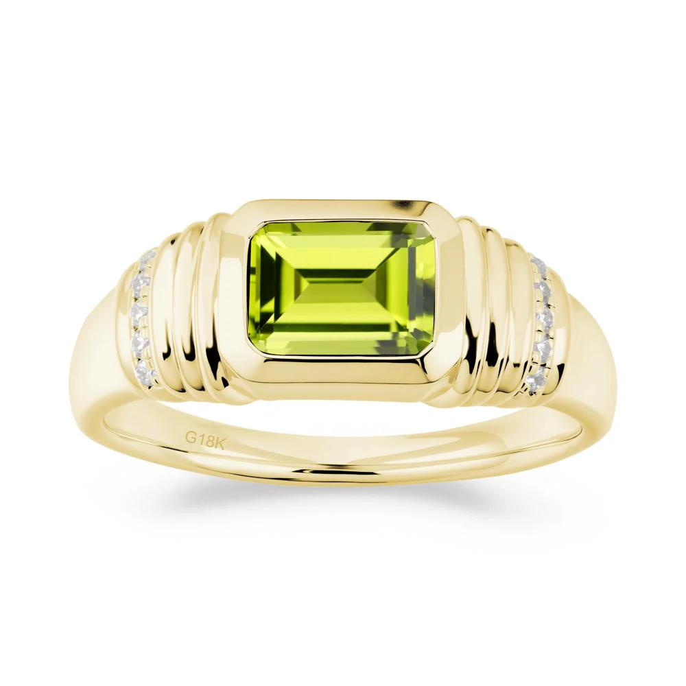 Emerald Cut Peridot Bezel Ring for Men - Image 5