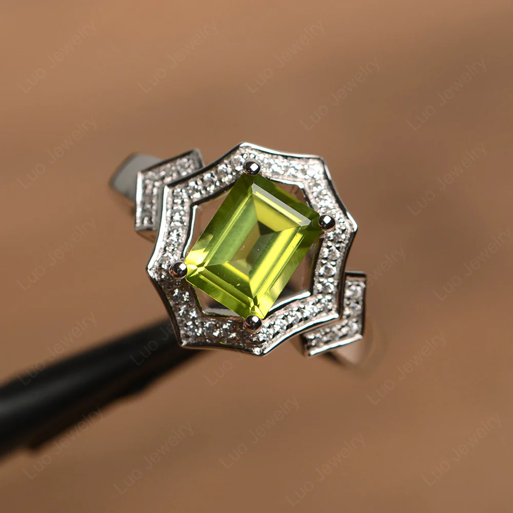 Emerald Cut Peridot Cocktail Ring - Image 2