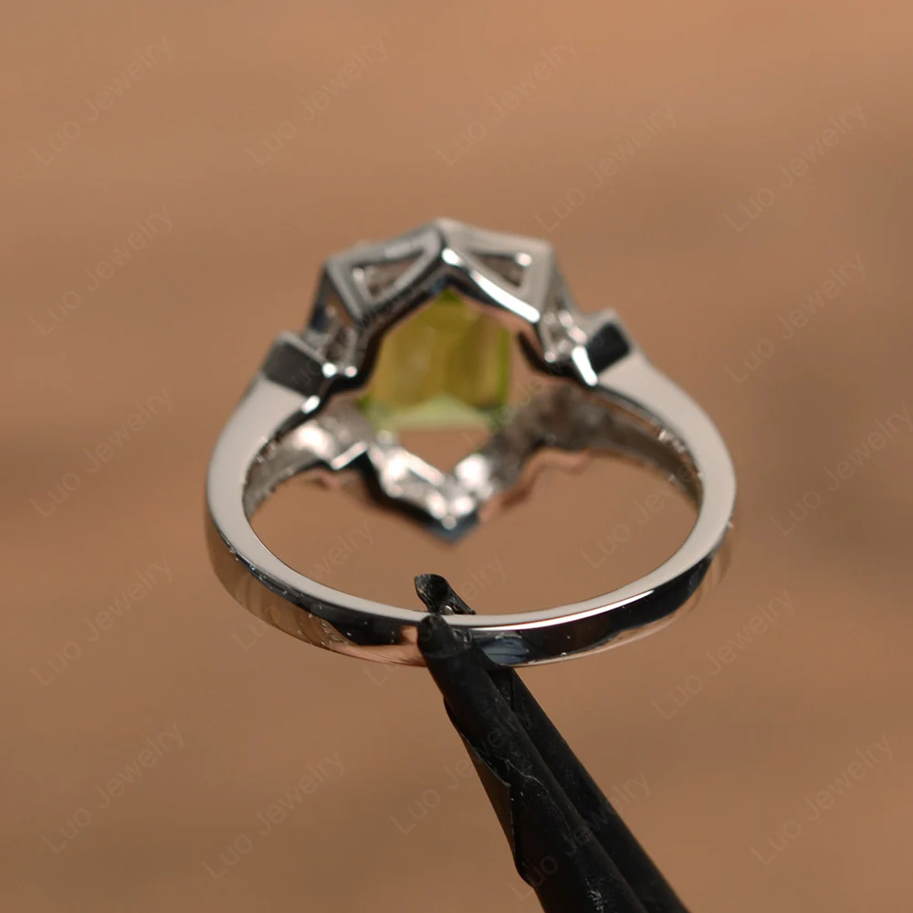 Emerald Cut Peridot Cocktail Ring - Image 3