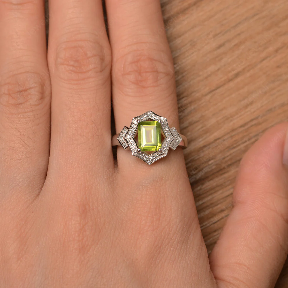 Emerald Cut Peridot Cocktail Ring - Image 4