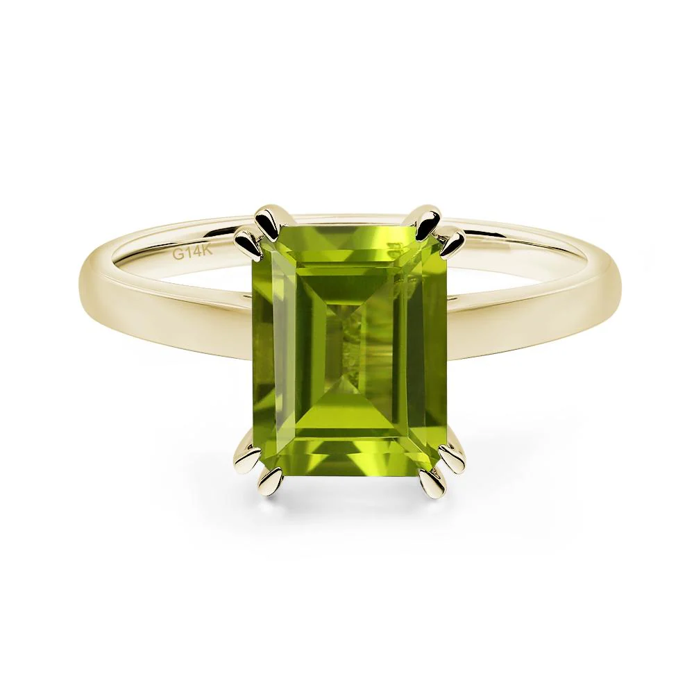 Peridot Double Claw Prong Engagement Ring