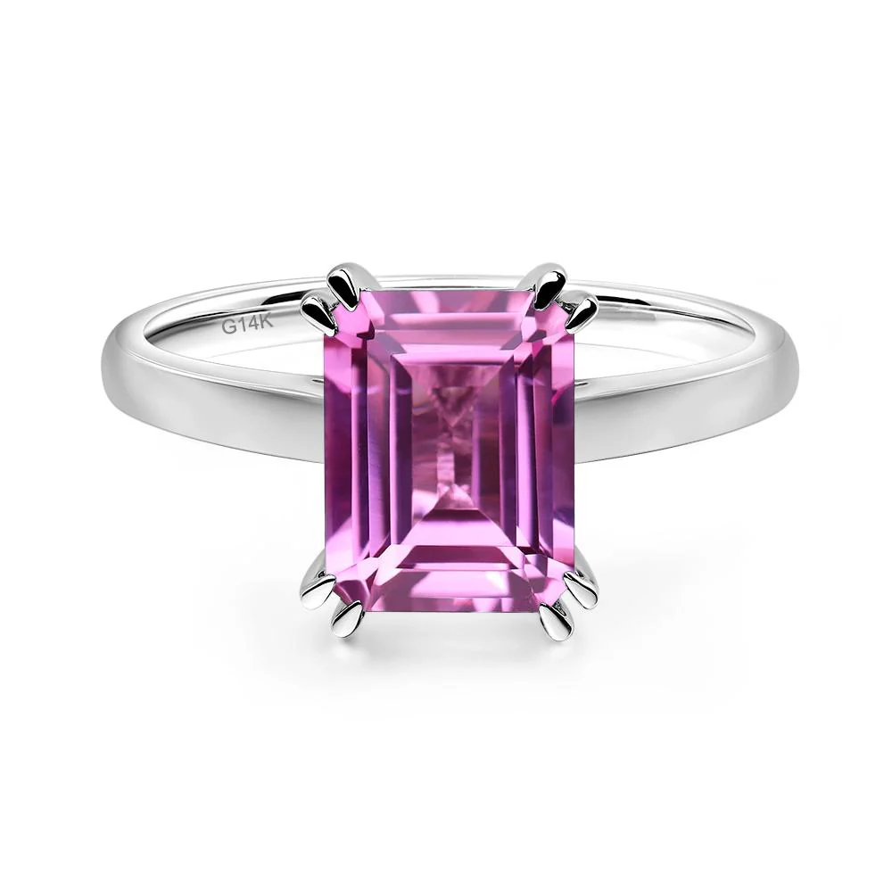 Pink Sapphire Double Claw Prong Engagement Ring - Image 4
