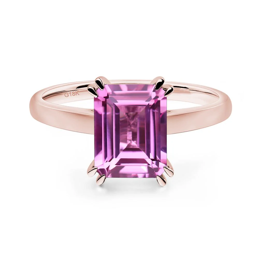 Pink Sapphire Double Claw Prong Engagement Ring - Image 9