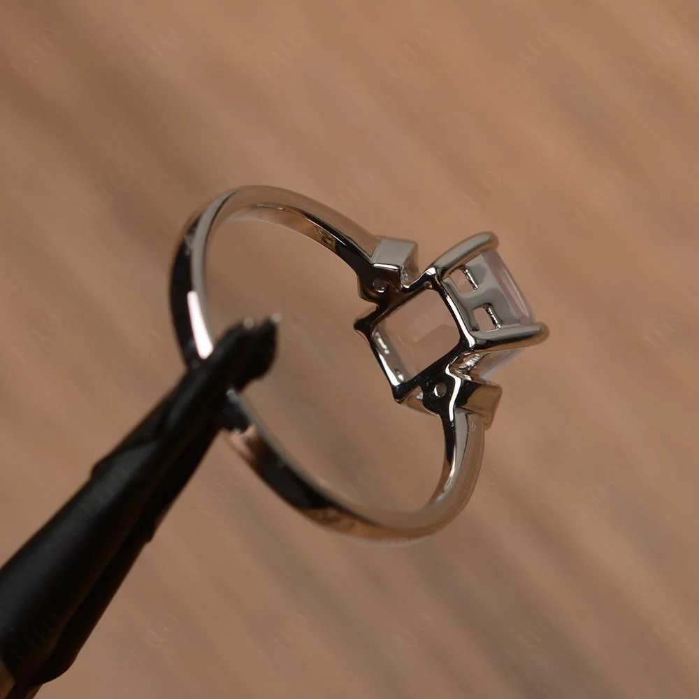 Emerald Cut Rose Quartz Engagement Ring - Image 12
