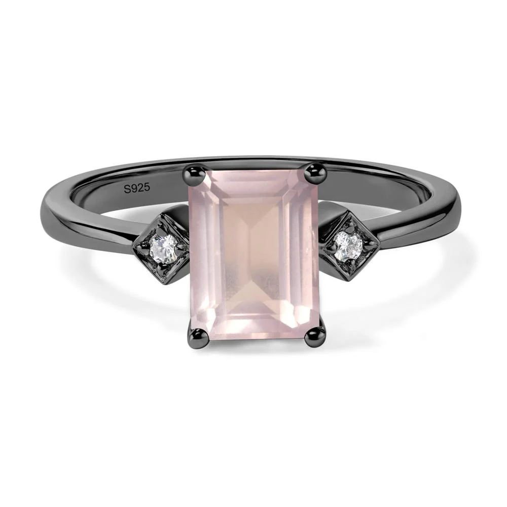 Emerald Cut Rose Quartz Engagement Ring - Image 3