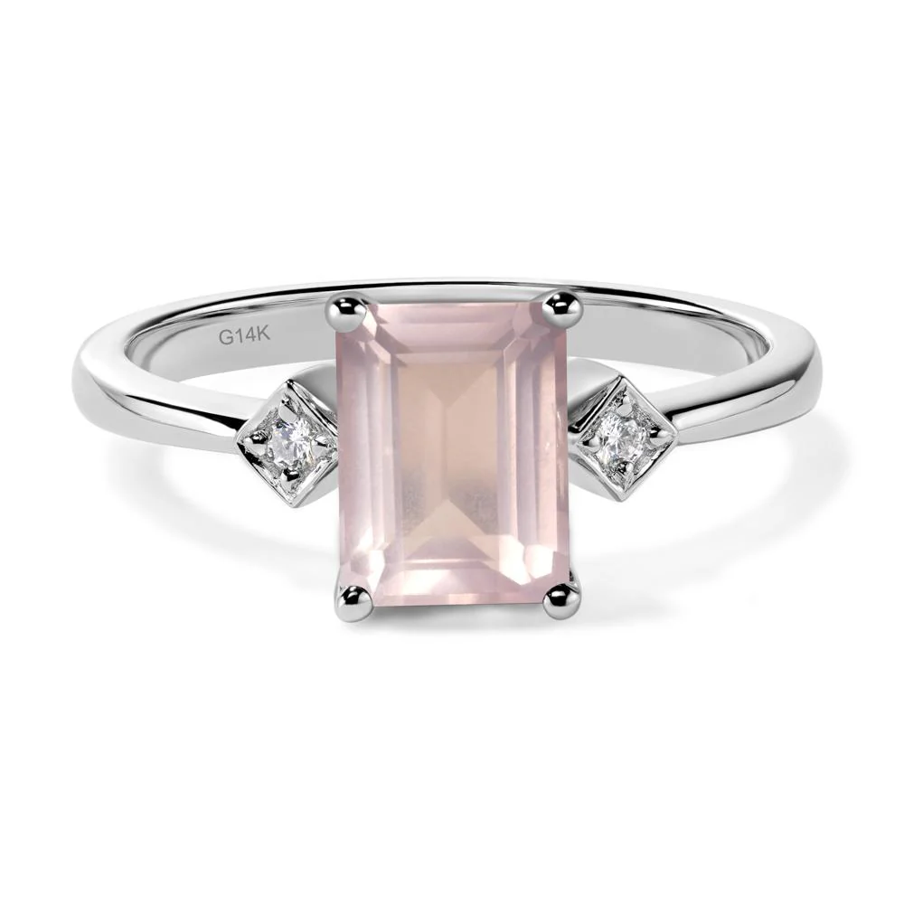 Emerald Cut Rose Quartz Engagement Ring - Image 4