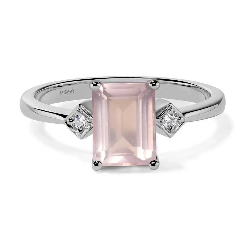 Emerald Cut Rose Quartz Engagement Ring - Image 6