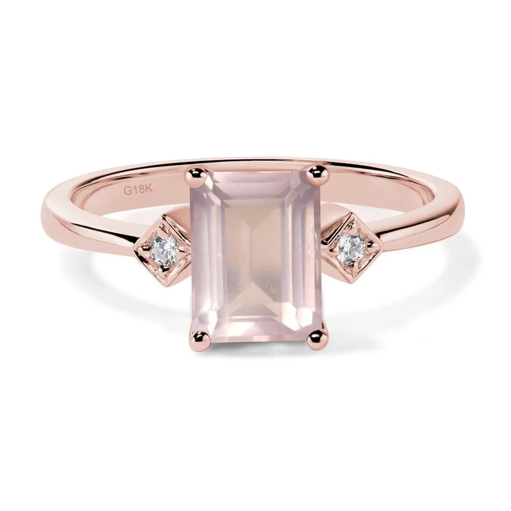 Emerald Cut Rose Quartz Engagement Ring - Image 9