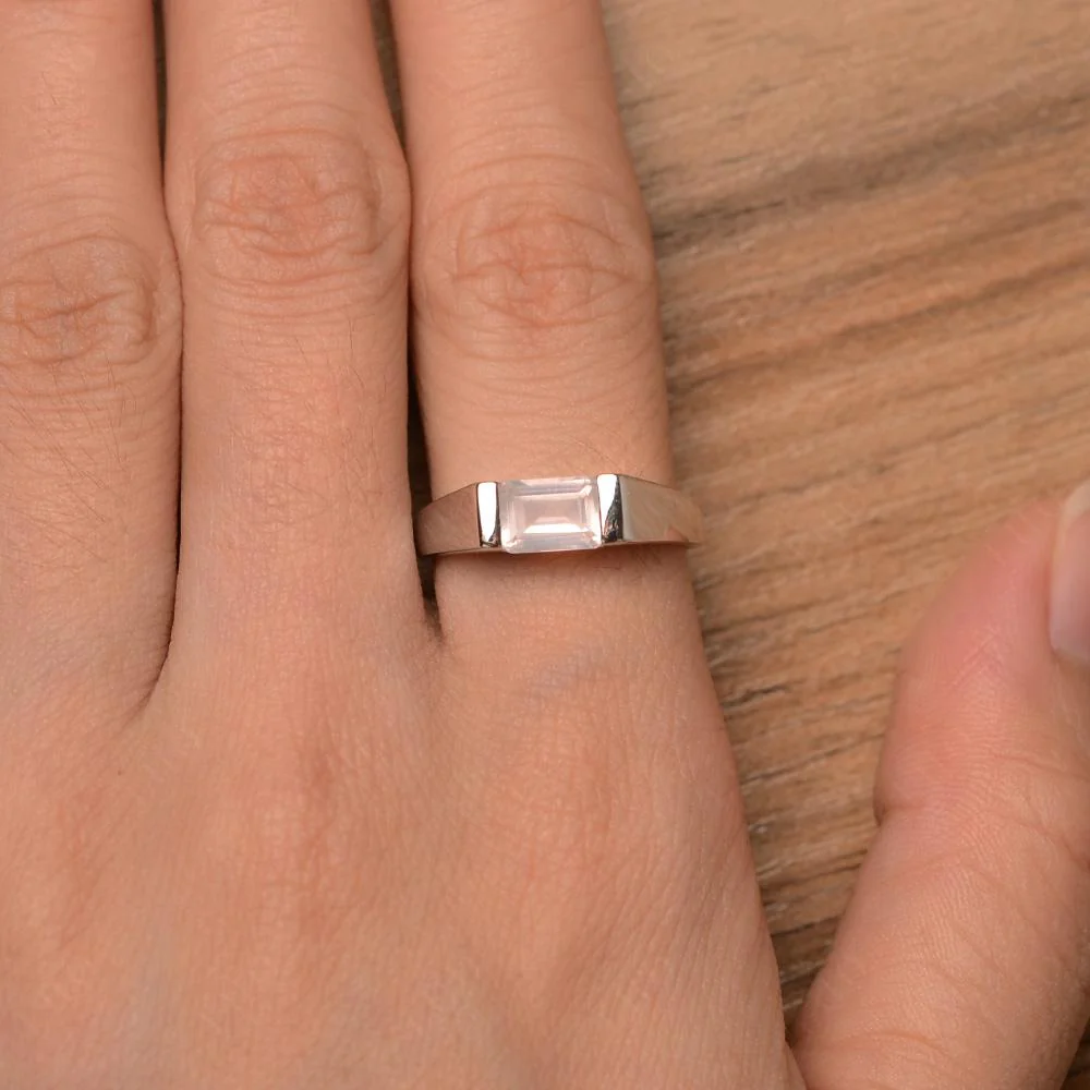 East West Rose Quartz Ring - Image 13