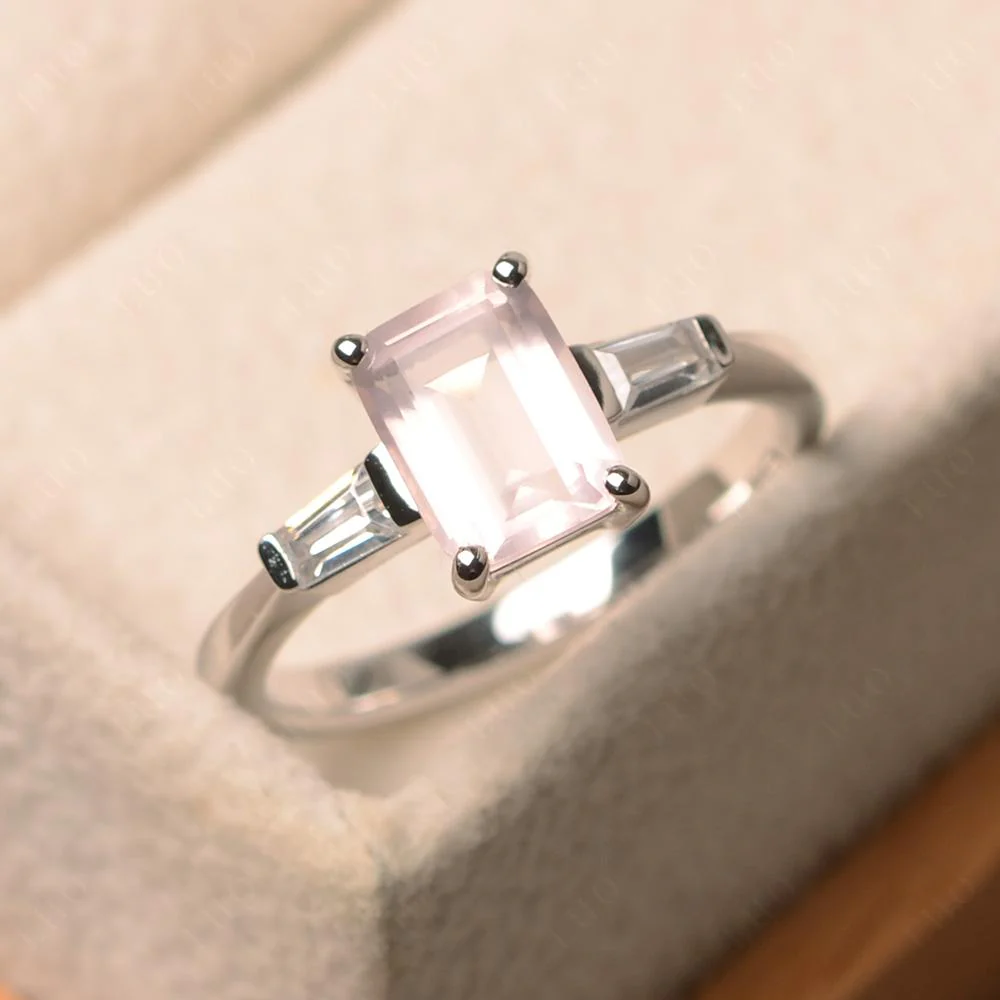 Rose Quartz Emerald Cut Baguette Ring - Image 29