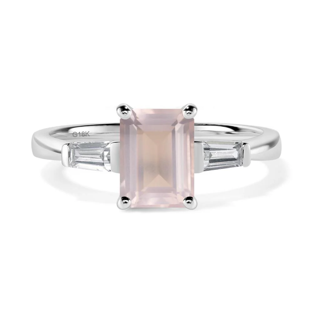 Rose Quartz Emerald Cut Baguette Ring - Image 6