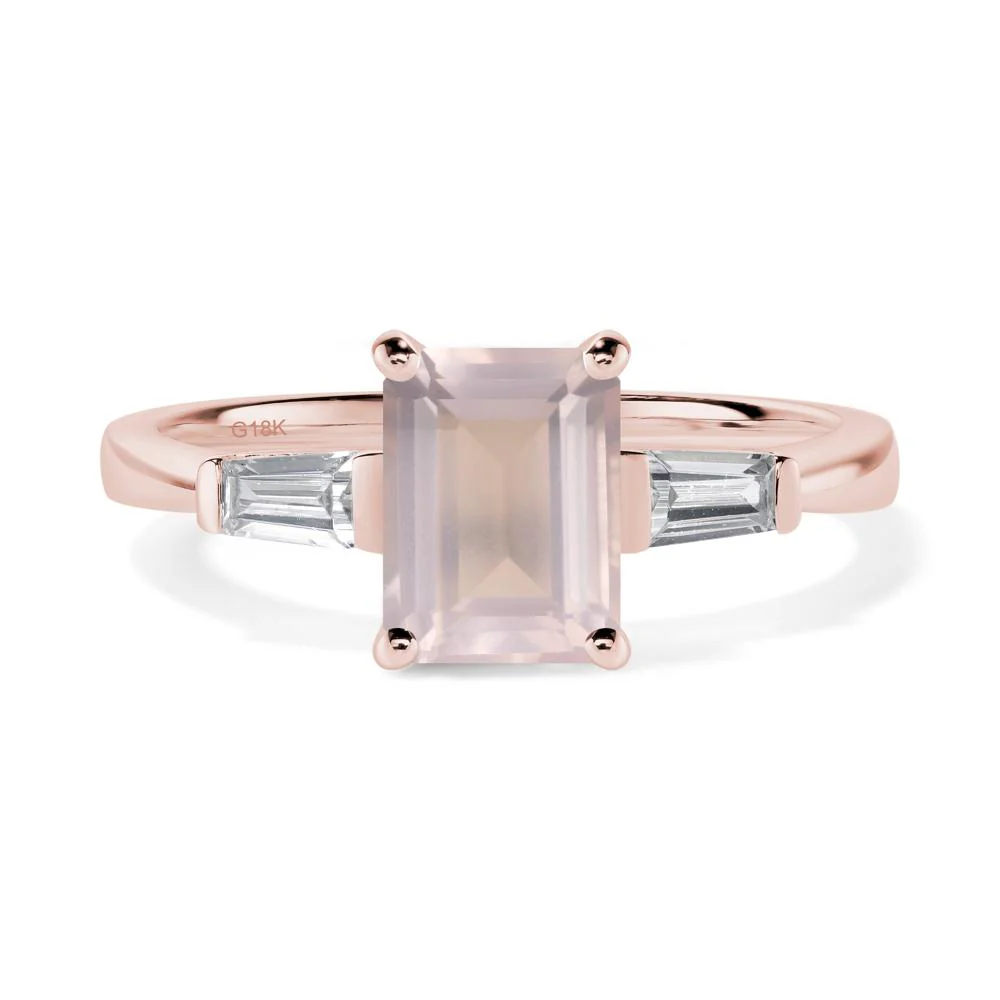 Rose Quartz Emerald Cut Baguette Ring - Image 8