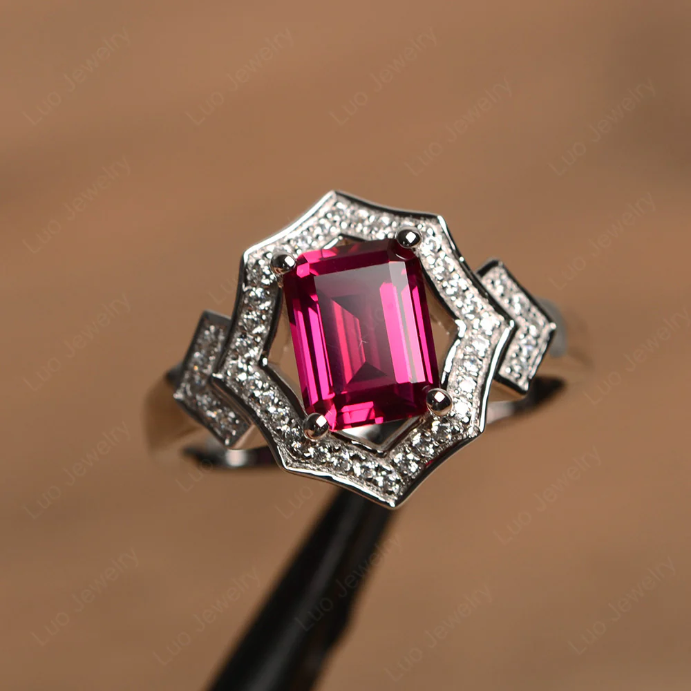 Emerald Cut Ruby Cocktail Ring