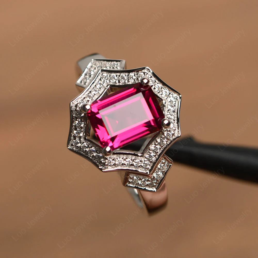 Emerald Cut Ruby Cocktail Ring - Image 2