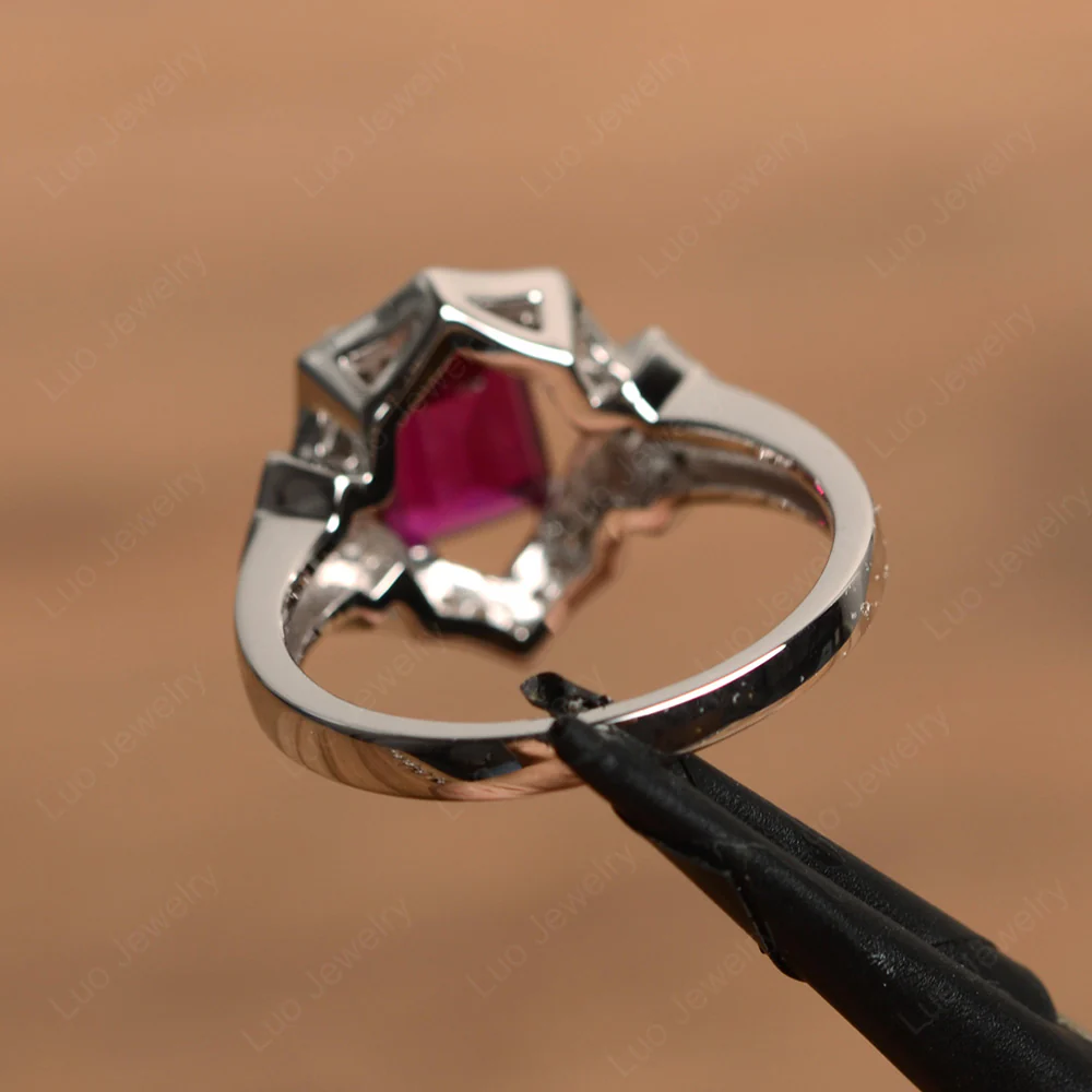 Emerald Cut Ruby Cocktail Ring - Image 3