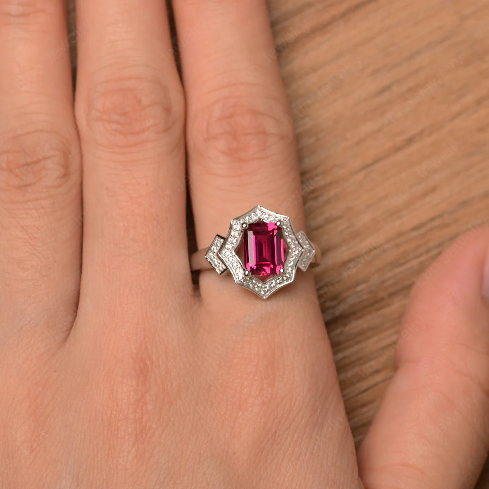 Emerald Cut Ruby Cocktail Ring - Image 4