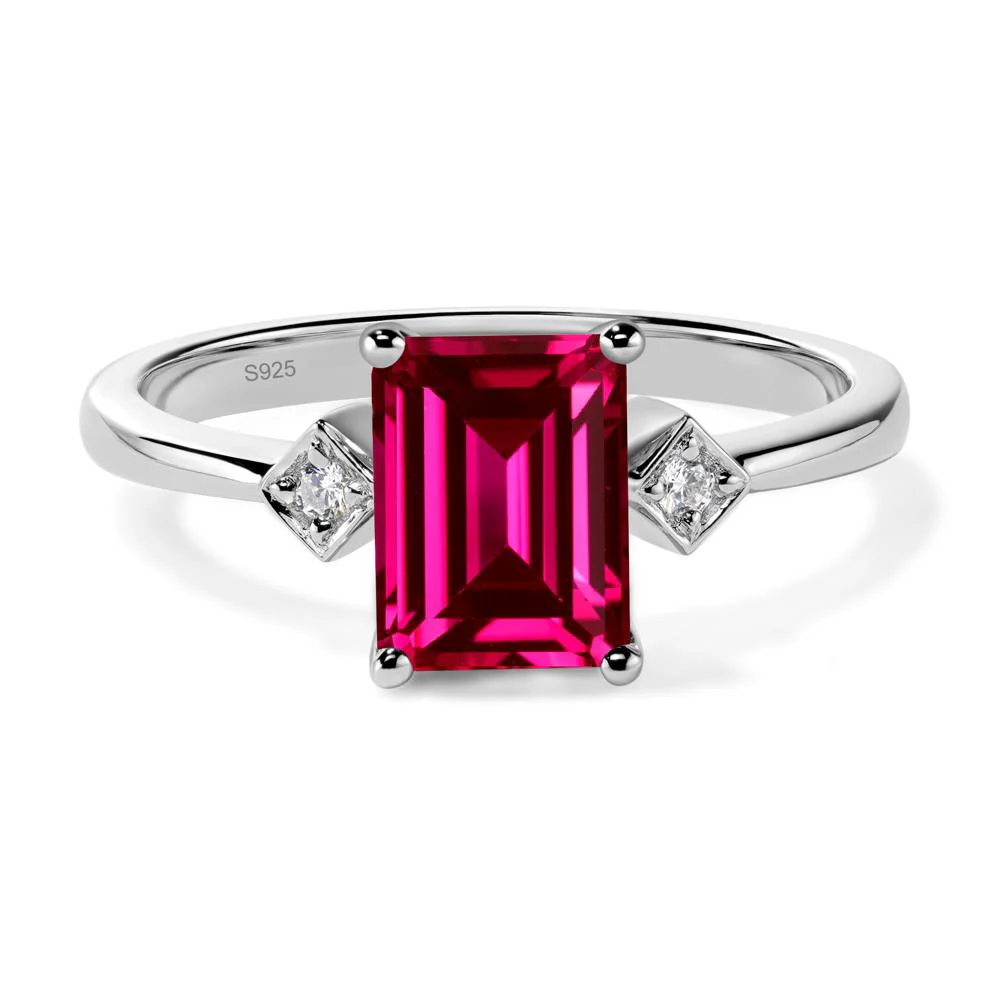 Emerald Cut Ruby Engagement Ring