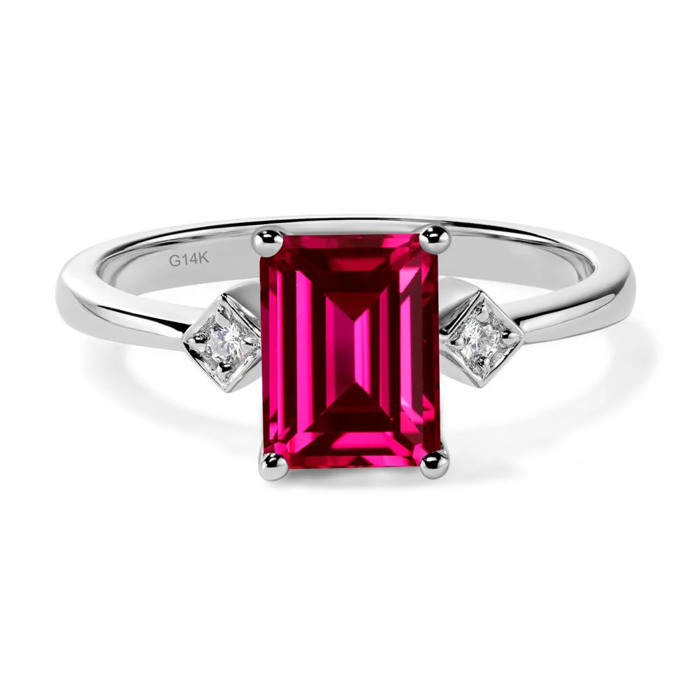 Emerald Cut Ruby Engagement Ring - Image 3