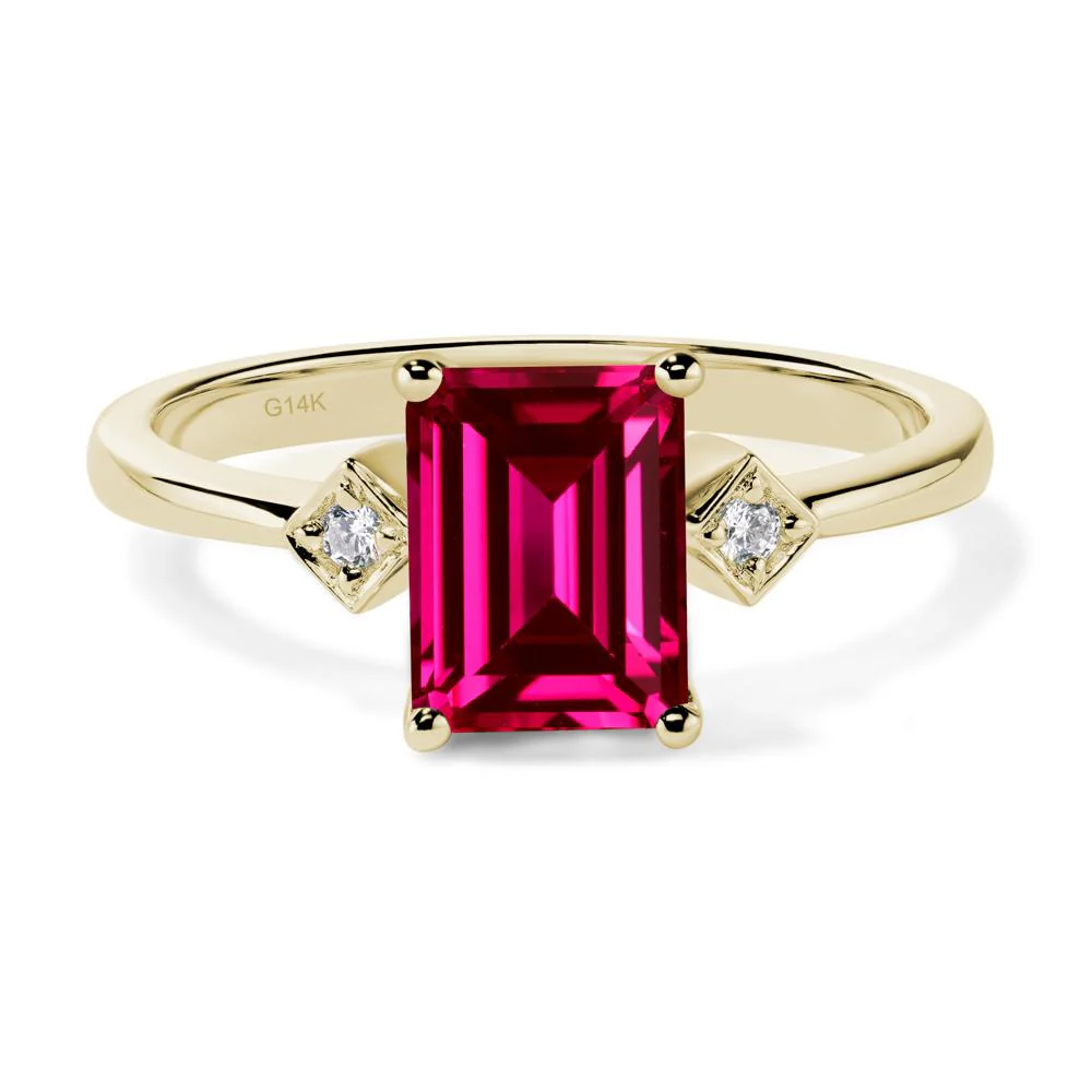 Emerald Cut Ruby Engagement Ring - Image 4