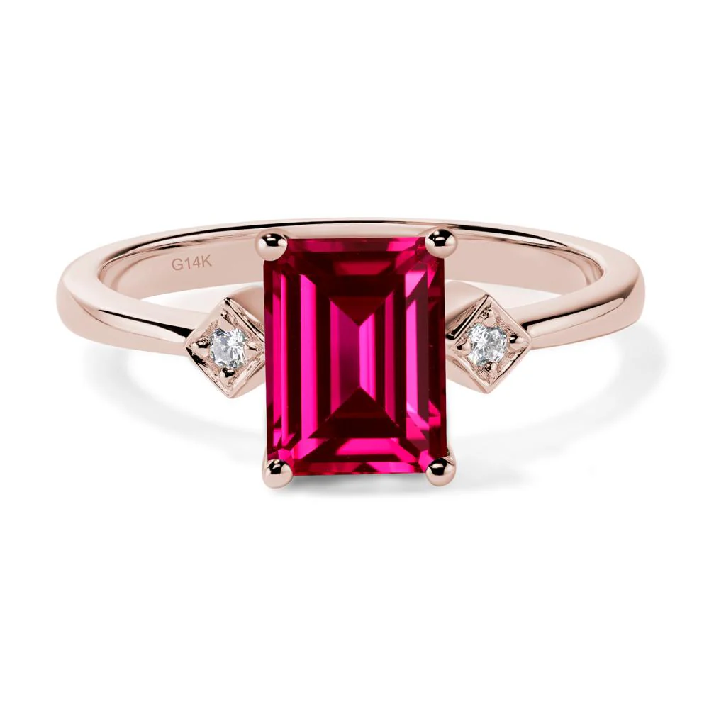 Emerald Cut Ruby Engagement Ring - Image 5